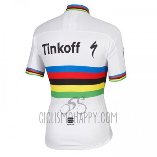UCI Mondo Campione Tinkoff Cycling Jersey Bib Short 2016 Men Short Sleeve White